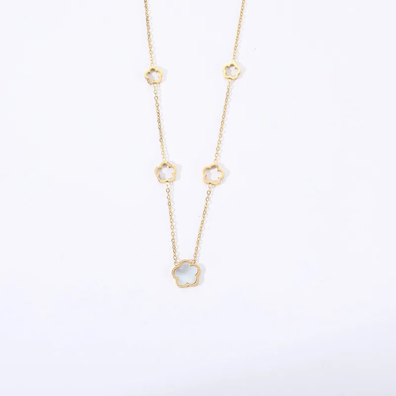 Gold Pearl Clover Necklace