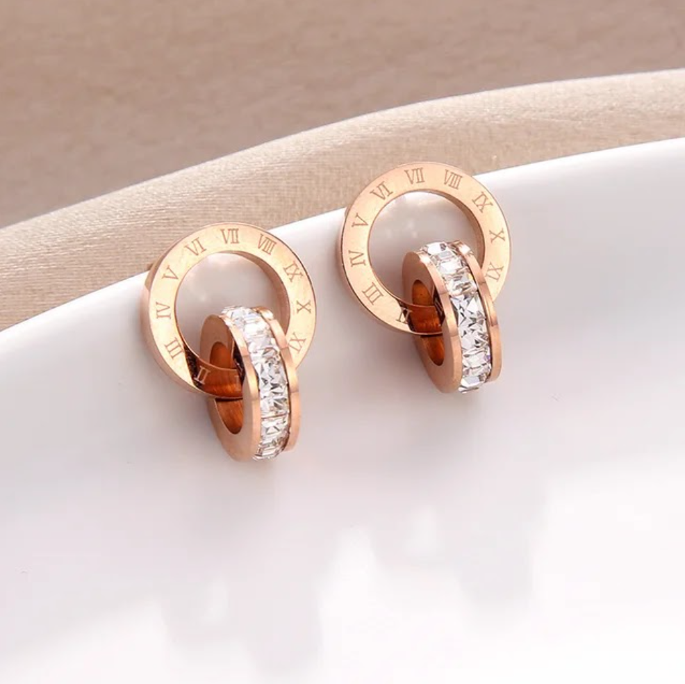 Rose Golden Roman Earrings